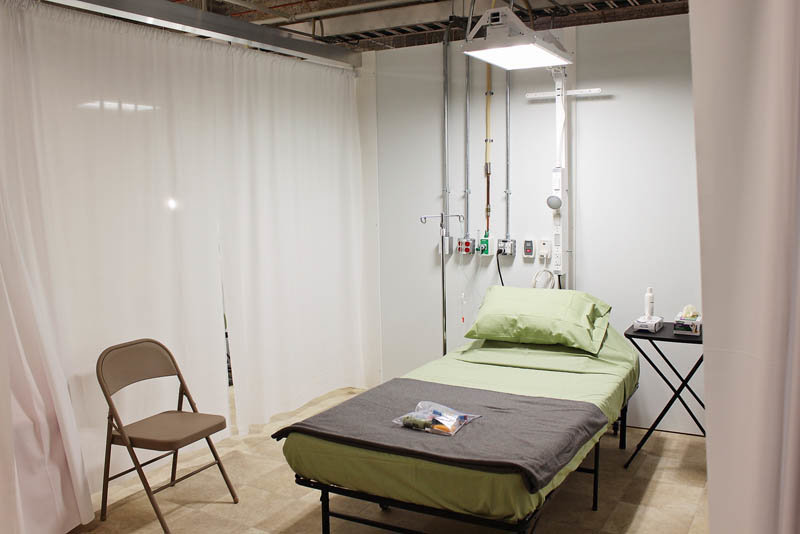 A view of a patient bed on the first floor of The Commercial Appeal’s former building.